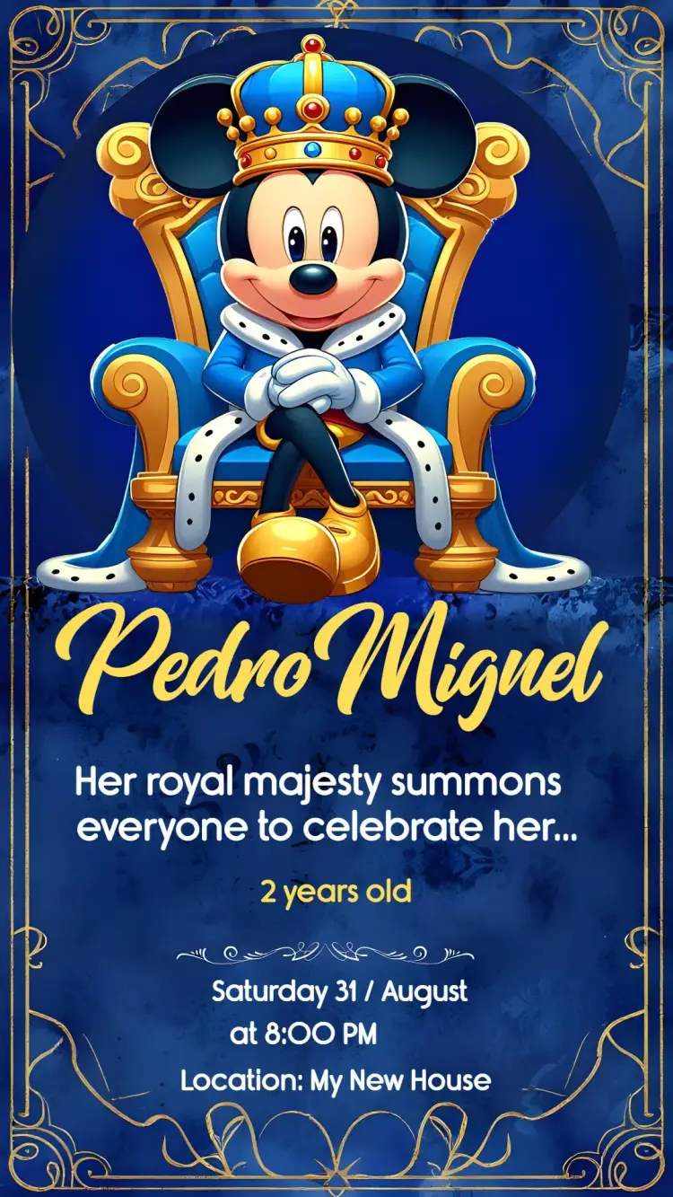 Mickey Mouse Royalty Prince invitation