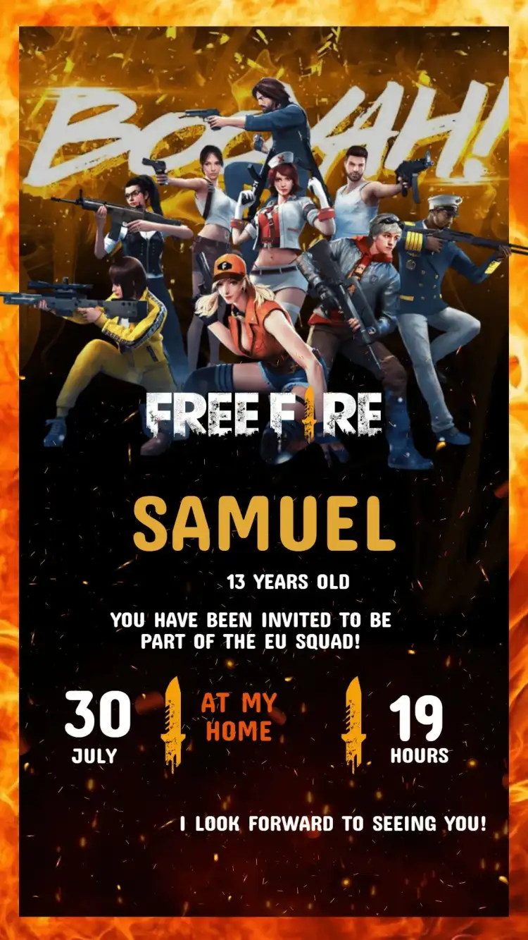 Digital Invitation Free Fire Birthday To Edit