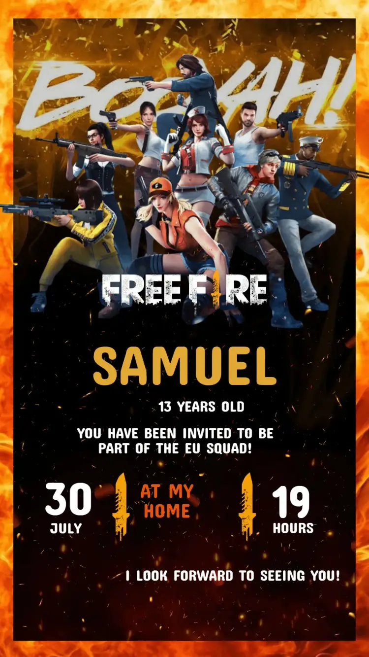 Digital Invitation Free Fire Birthday To Edit