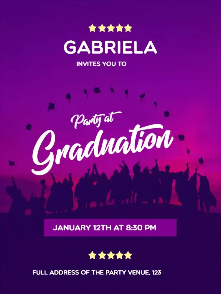 Invitation Purple Graduation – Graduation theme lilac, modern, elegant, festive, minimalist