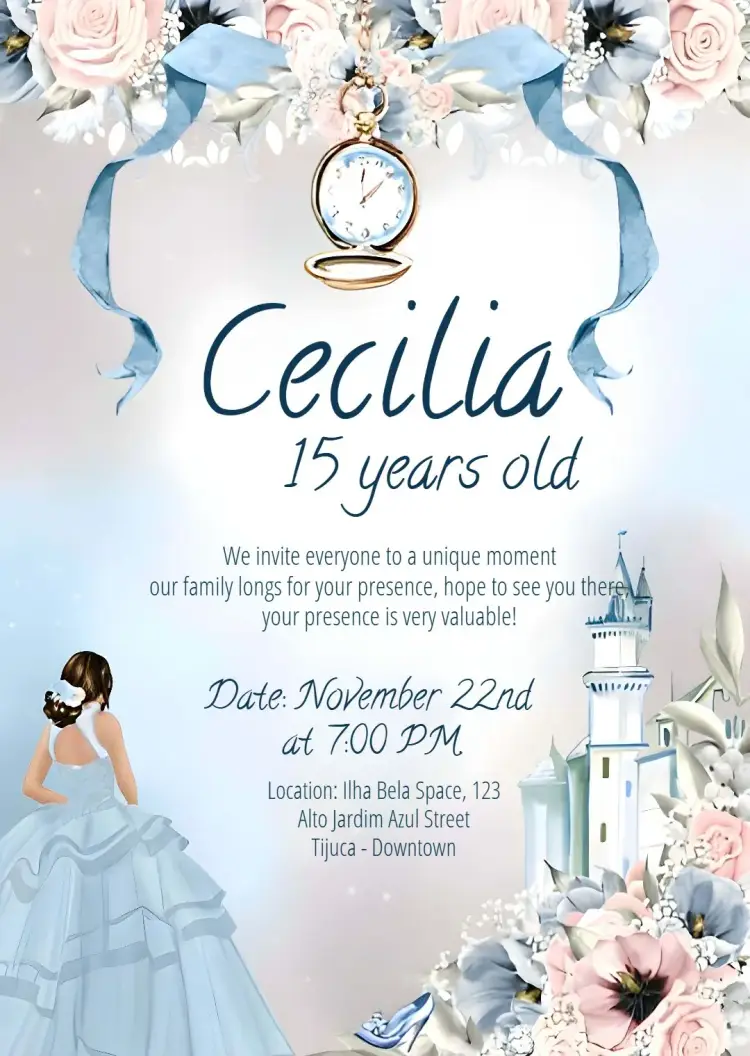 Alice In Wonderland Debutante Years invitation