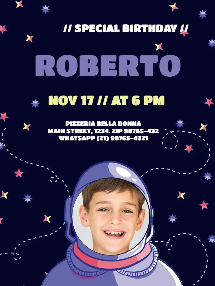 Child Space With Blue Photo Invitation