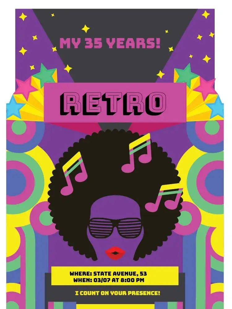 Invite Digital Retro Party editable and customizable