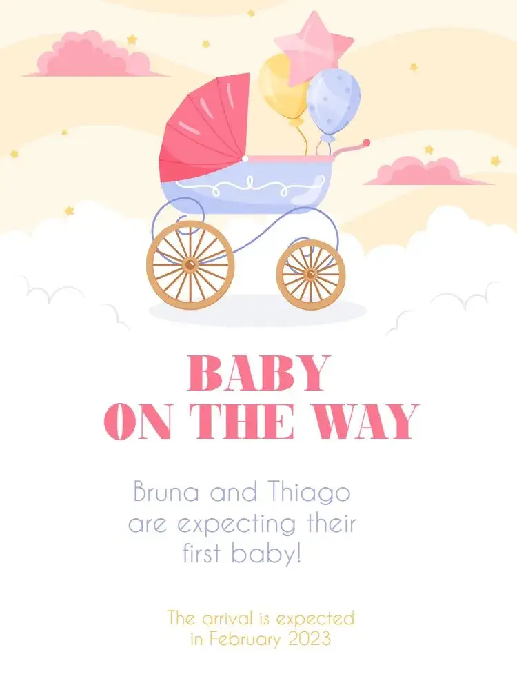 Pregnancy Announcement Card Clouds Celebration invitation