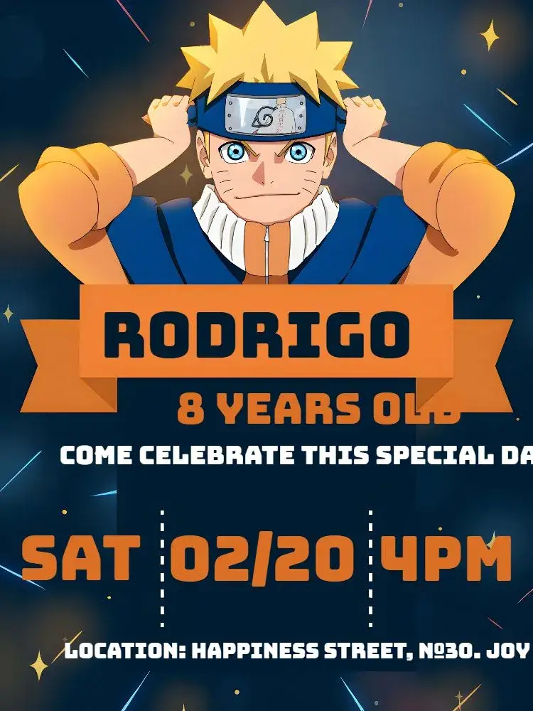 Blue Naruto invitation