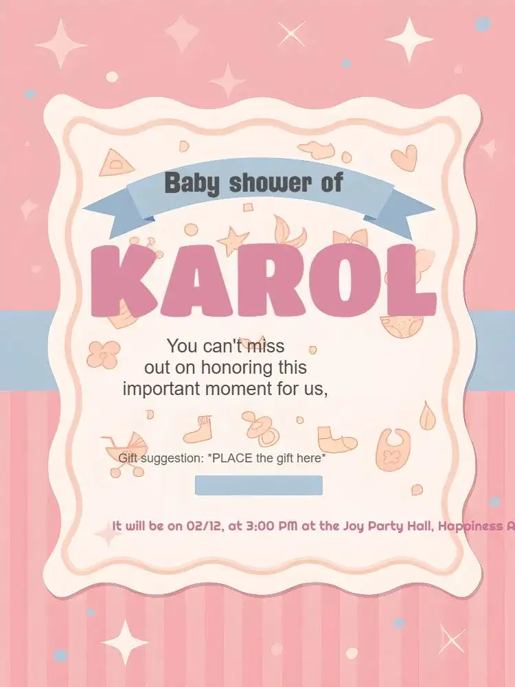 Invitation Baby Shower for a Baby Girl – Diaper Shower theme pink, stripes, playful, delicate, childlike, navy blue