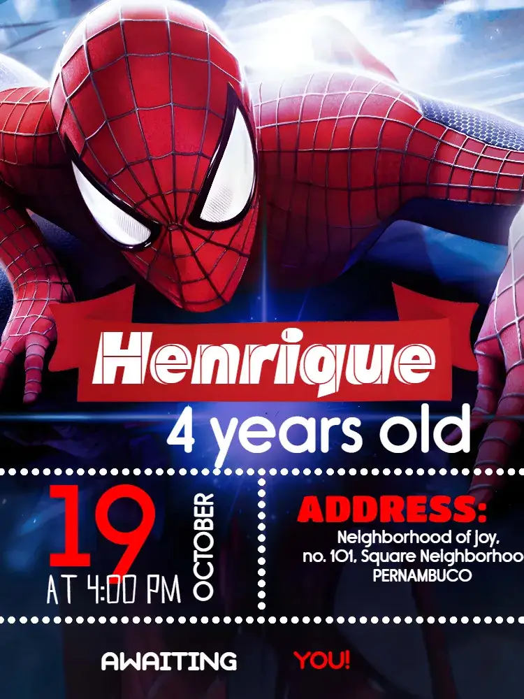 Invitation Red Spider-Man – Most searched for theme red, black, modern, themed, fun
