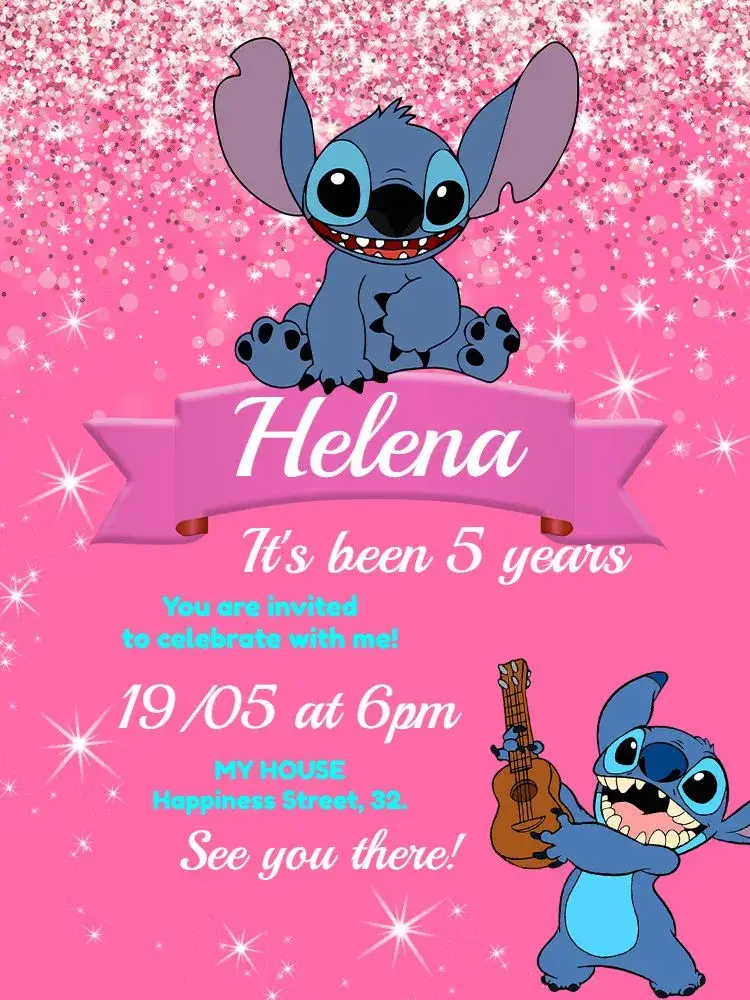 Stitch Glitter invitation