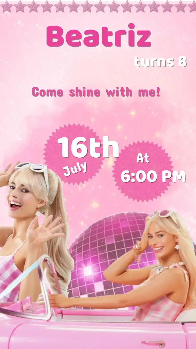 Digital Invitation Enchanted Barbie - Barbie Theme for Birthday