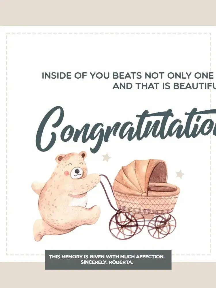 Invitation Card To Accompany Baby Shower Gift Bear – Card theme delicate, playful, animals, soft, childlike, cute