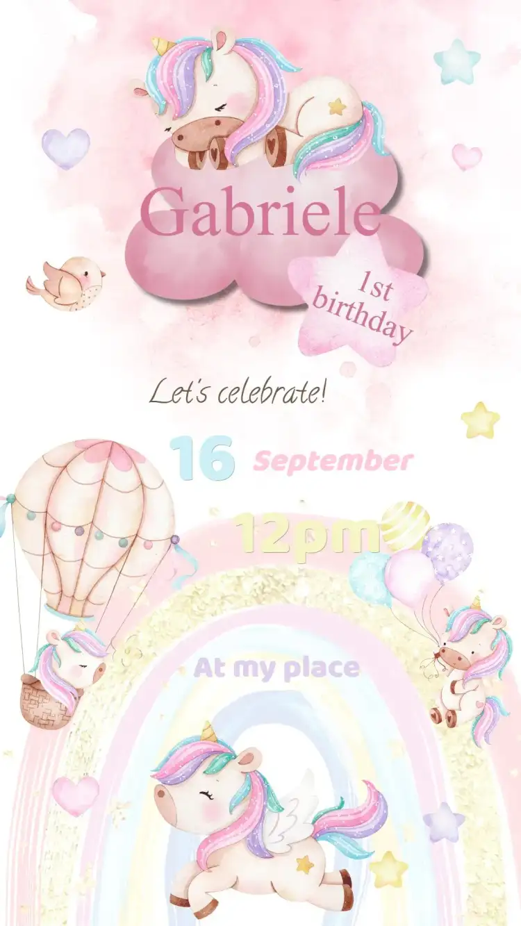 Unicorn Birthday Invitation