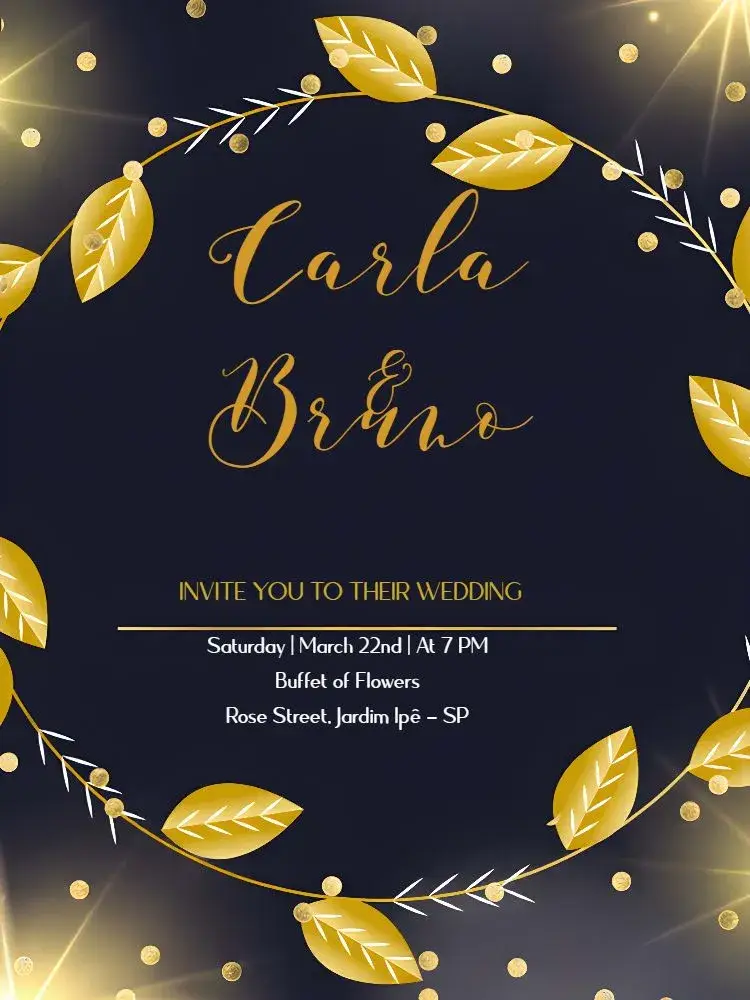 Golden Foliage Wedding invitation