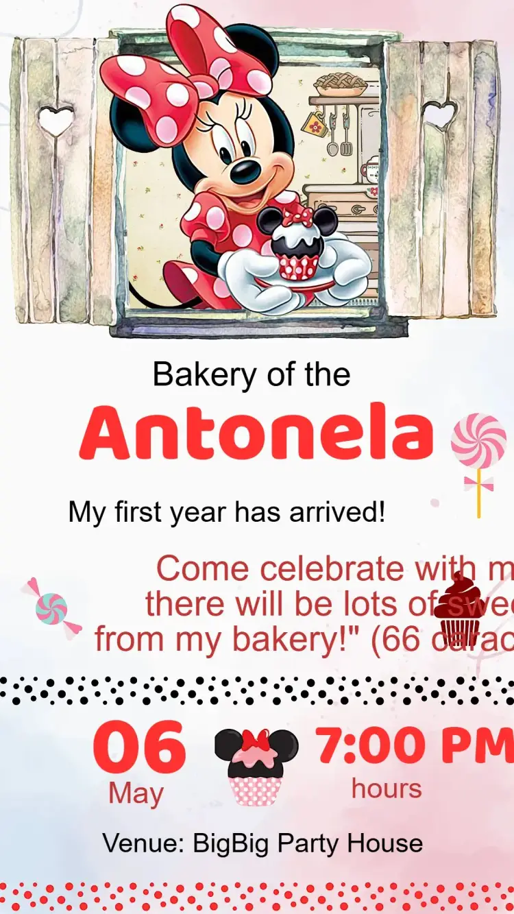 Birthday Invitation Minnie Baker