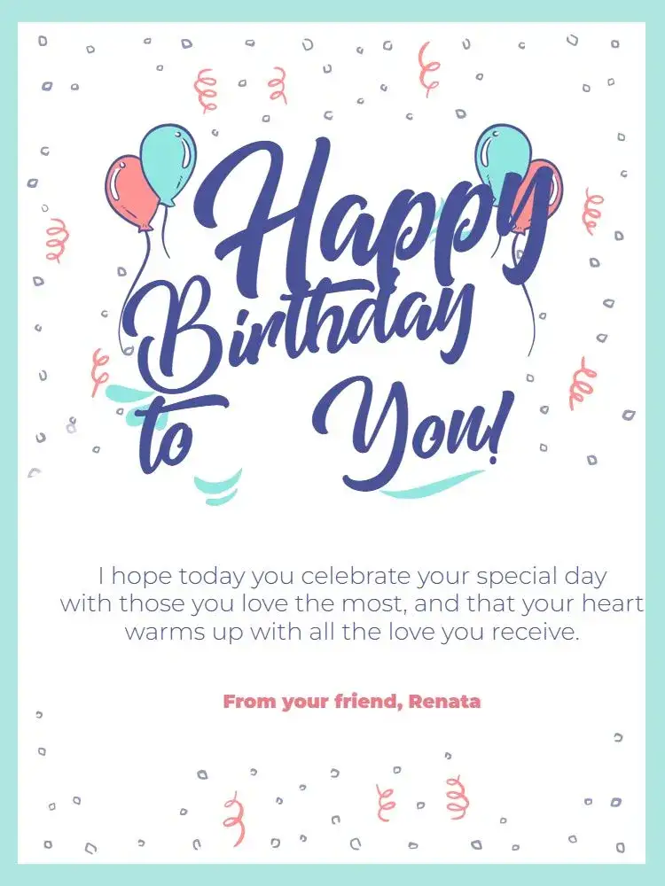 Invitation Card With Congratulations Message/Happy Blue Balloon – Card theme blue, festive, colorful, cheerful, fun, modern