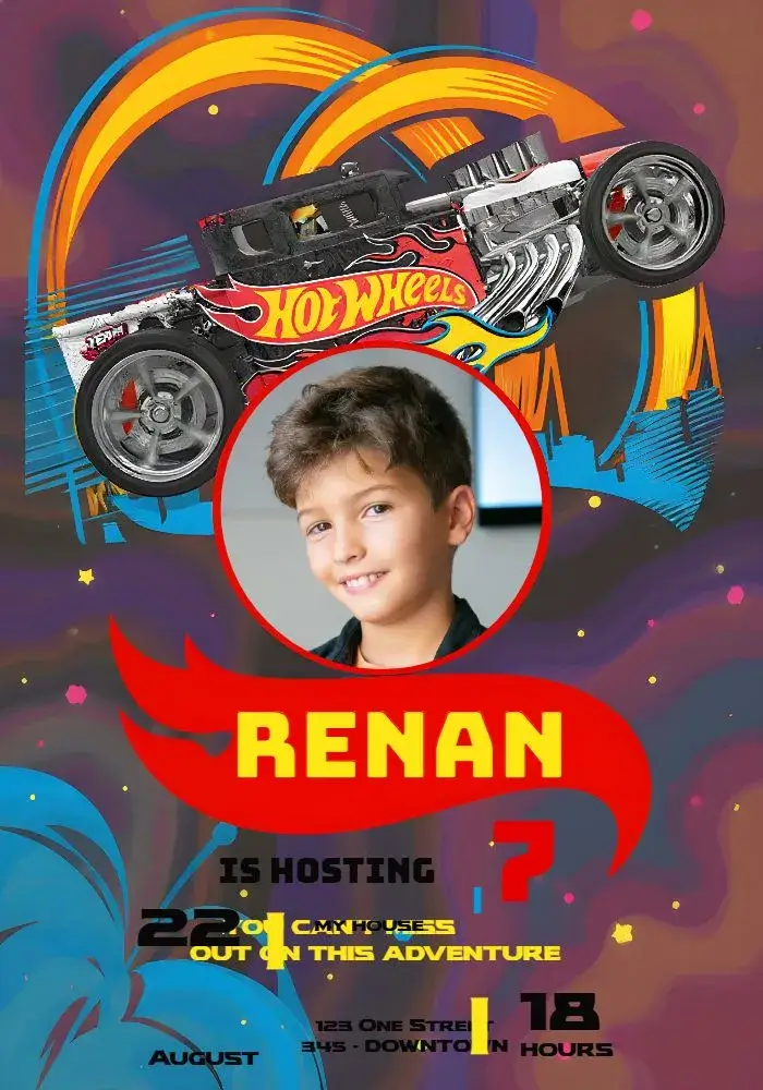 Hotwheels With Photo Cars invitation