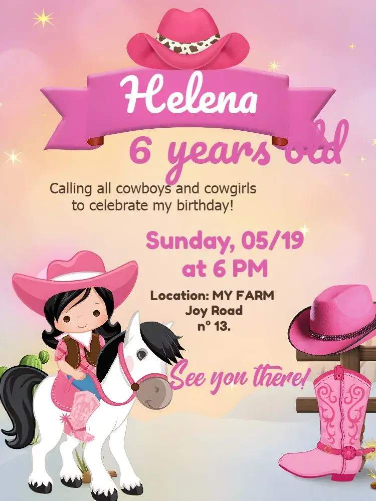 Cowgirl Hat invitation