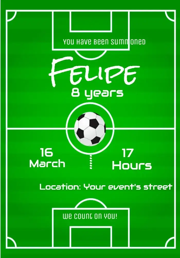 Invitation Online Soccer – Most searched for theme modern, sporty, vibrant, green, dynamic