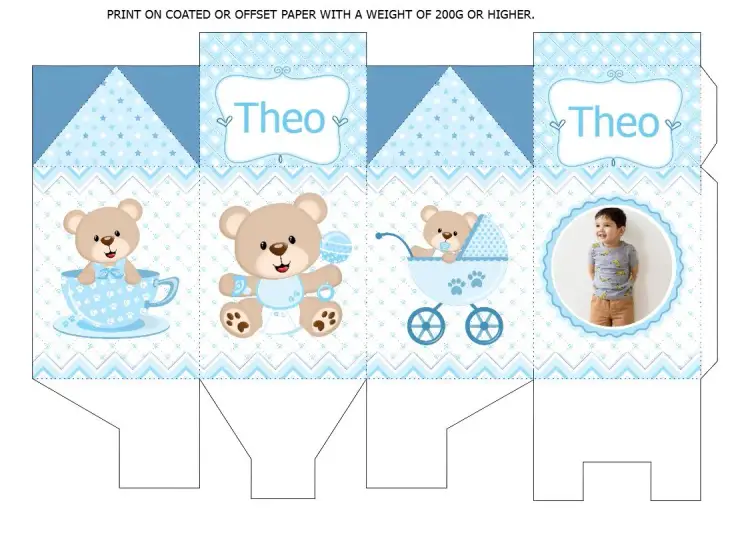 Milk Box To Print Little Prince Bear With Photo Zag invitation