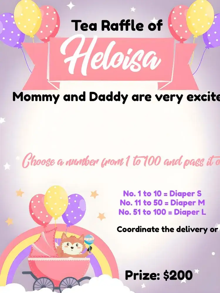 Invitation Tea Raffle Little Fox Balloons – Raffle Tea theme colorful, childlike, playful, modern, fun, cute