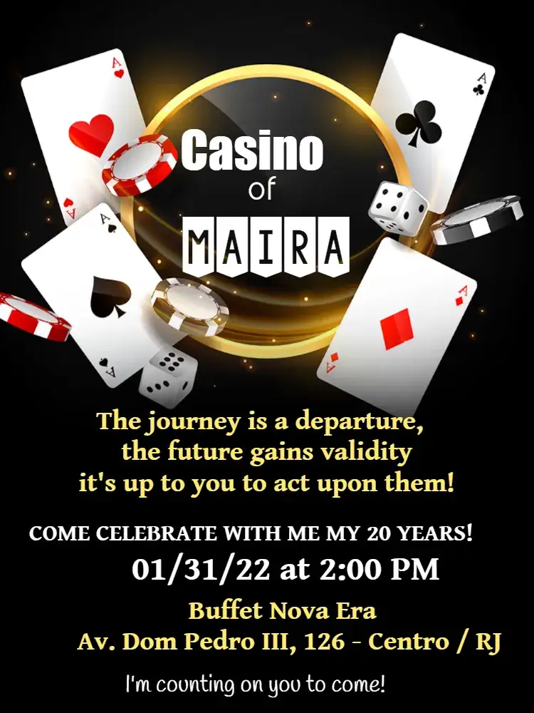 Invitation Red Casino – Most searched for theme casino, red, gray, glamorous, games, elegant