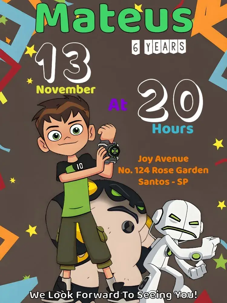 Ben 10 White invitation