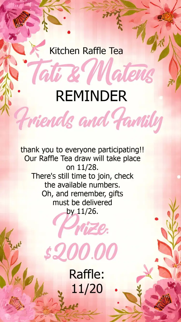 Invitation Reminder Kitchen Raffle Tea Floral Couple – Bridal Shower theme floral, pink, marsala, modern, elegant, romantic