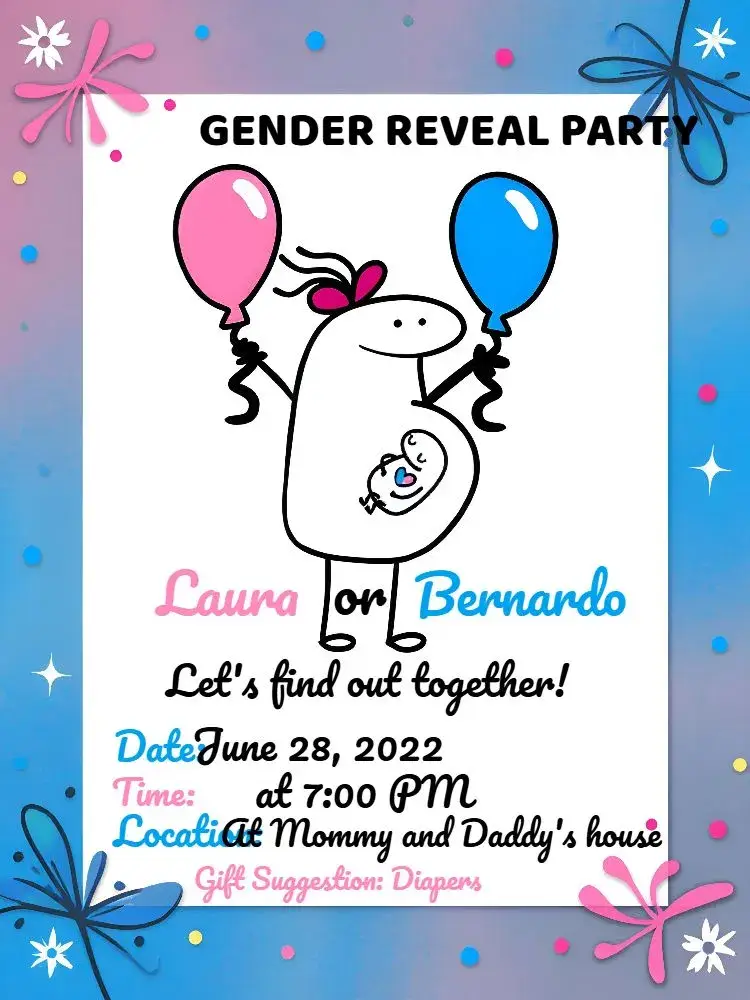 Invite Gender Reveal Party Boy Or Girl Meme editable and customizable