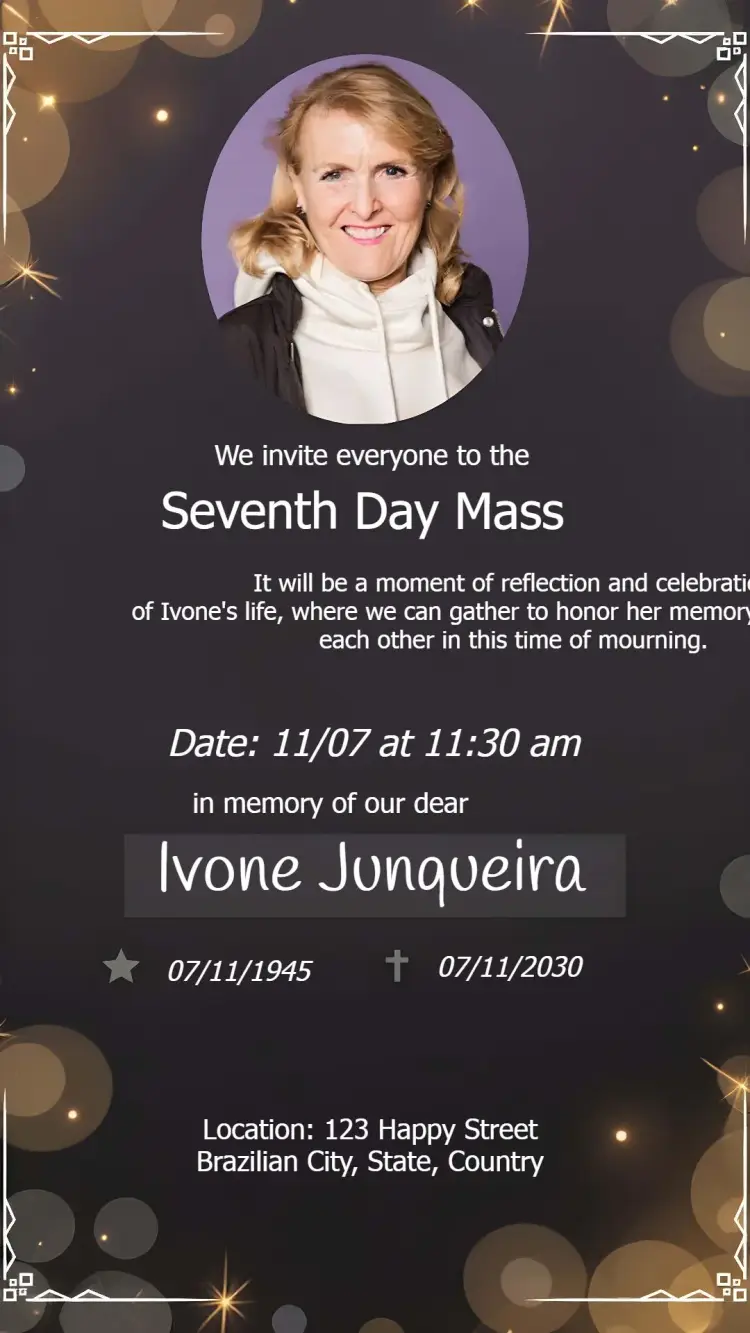 Seventh Day Mass With Mourning Photo invitation