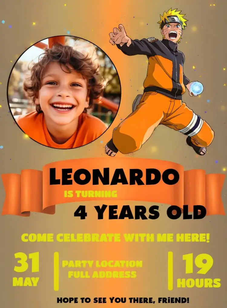 Naruto With Photo Uzumaki invitation