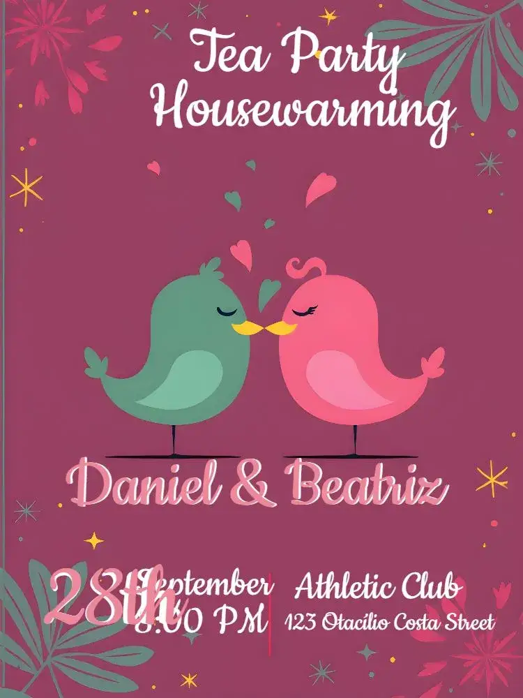 Invitation Housewarming Tea with Friends – Bridal Shower theme pink, delicate, modern, floral, cozy, fun
