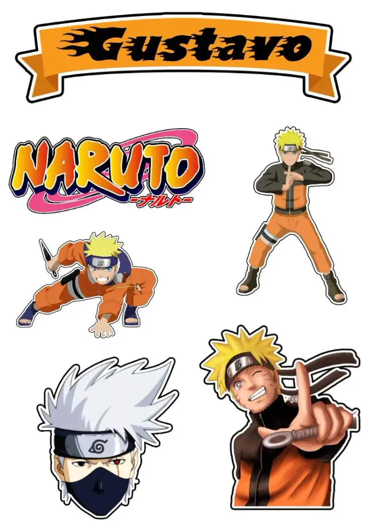 Invitation Naruto Black Cake Topper – Cake topper theme ninja, colorful, adventure, youthful, fun
