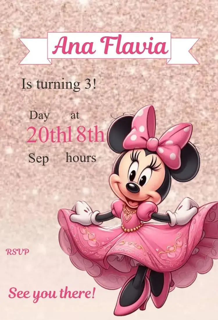Invitation Pink Minnie Invitation – Kids' Birthday Party theme pink, fun, themed, colorful, childlike