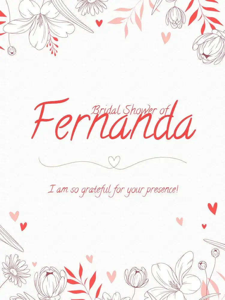 Invitation Thank You Card for Attending Delicate Kitchen Tea Gathering – Card theme floral, delicate, red, feminine, modern