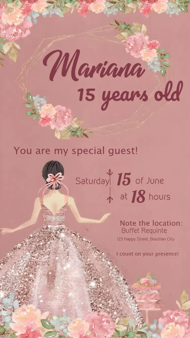 15 Years Floral Princess Debutante