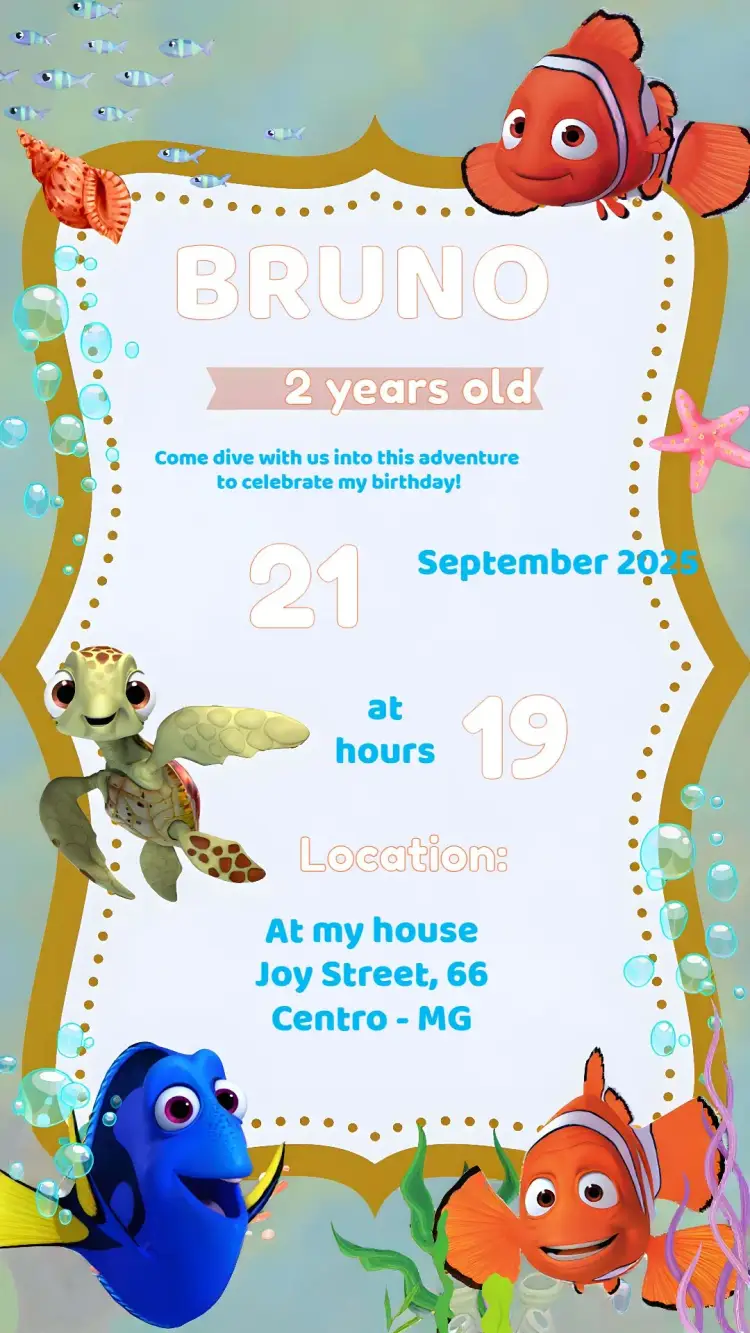 Finding Nemo Boy invitation