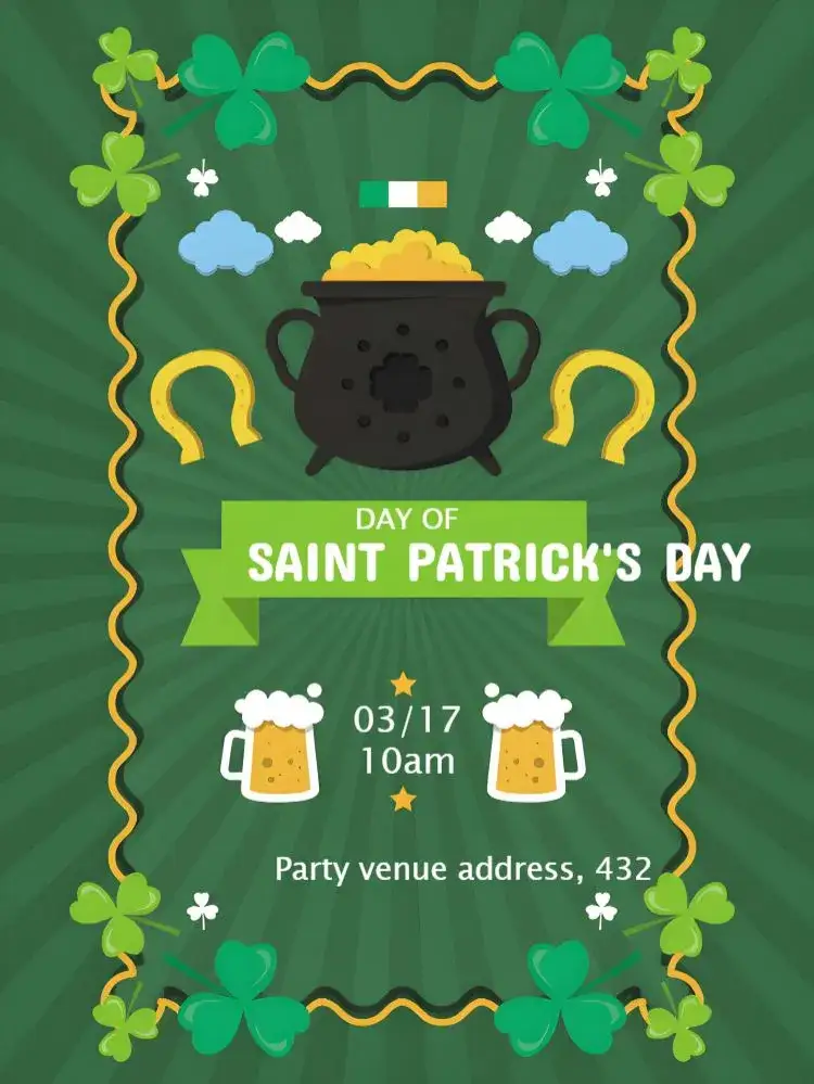 Invitation Saint Patrick's Green Day – Commemorative Dates theme green, Irish, festive, fun, cultural, modern