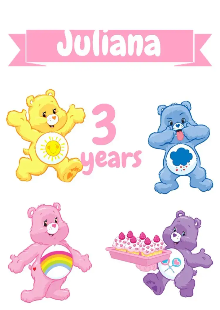 Invitation Care Bears Cake Topper – Kids' Birthday Party theme colorful, childish, fun, cute, themed, playful