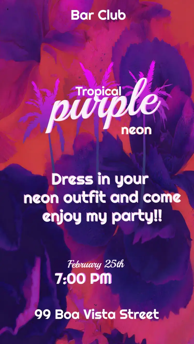 Invitation Neon Visit ā Commemorative Dates theme neon, modern, vibrant, purple, white, digital