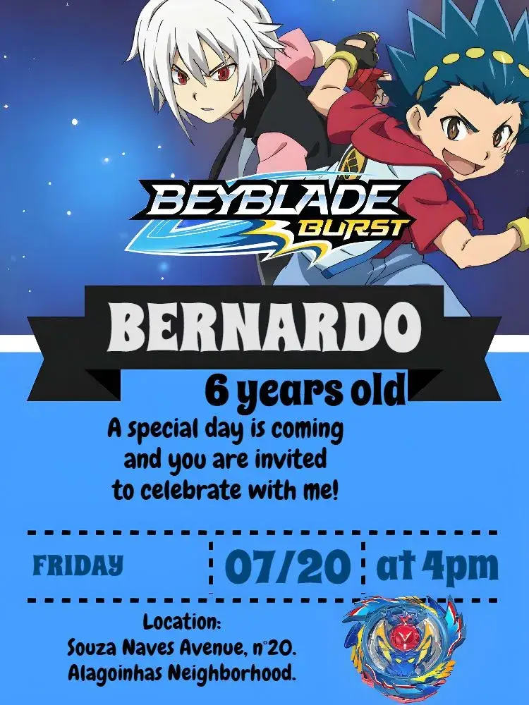 Beyblade Bayblade invitation