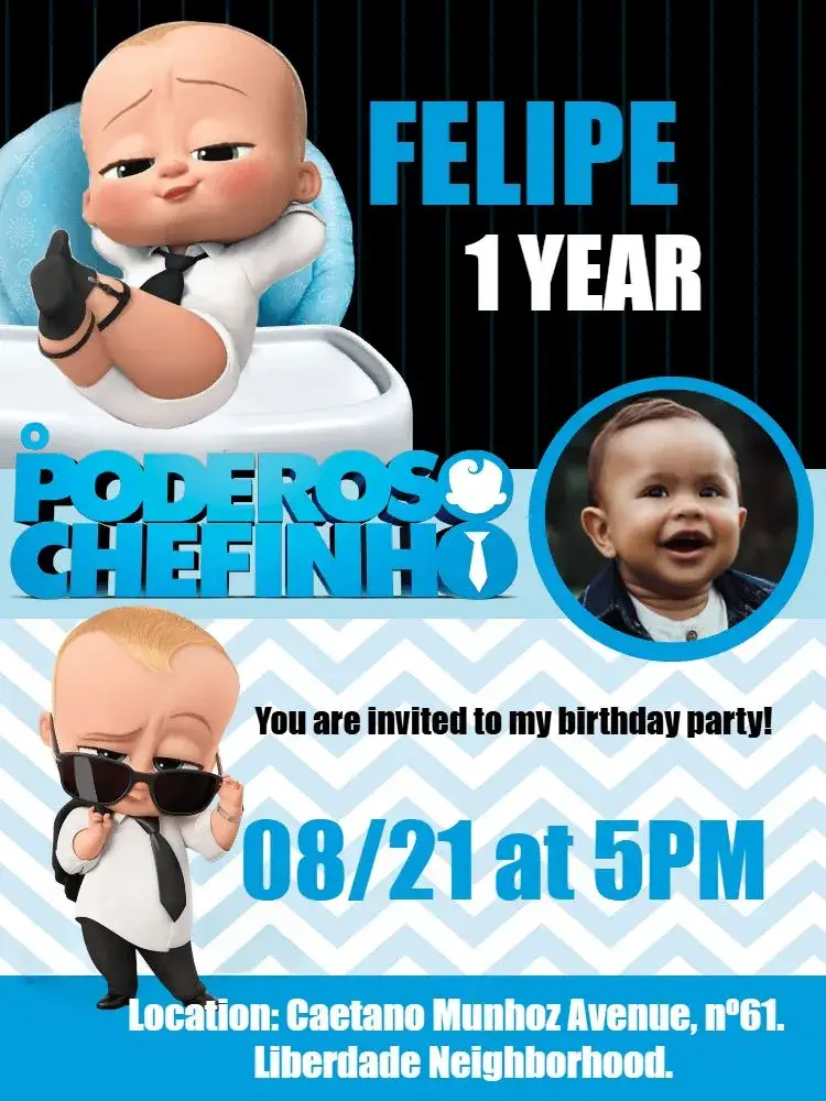 Invite Powerful Boss Baby With Photo Boss editable and customizable