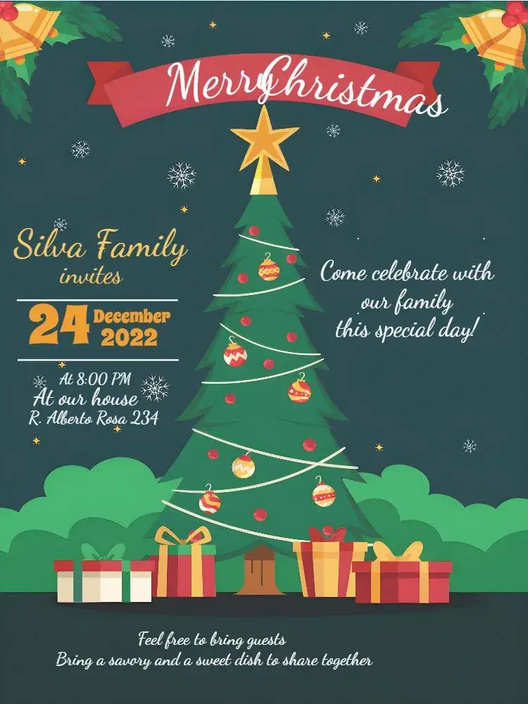 For Christmas Snow Dinner invitation