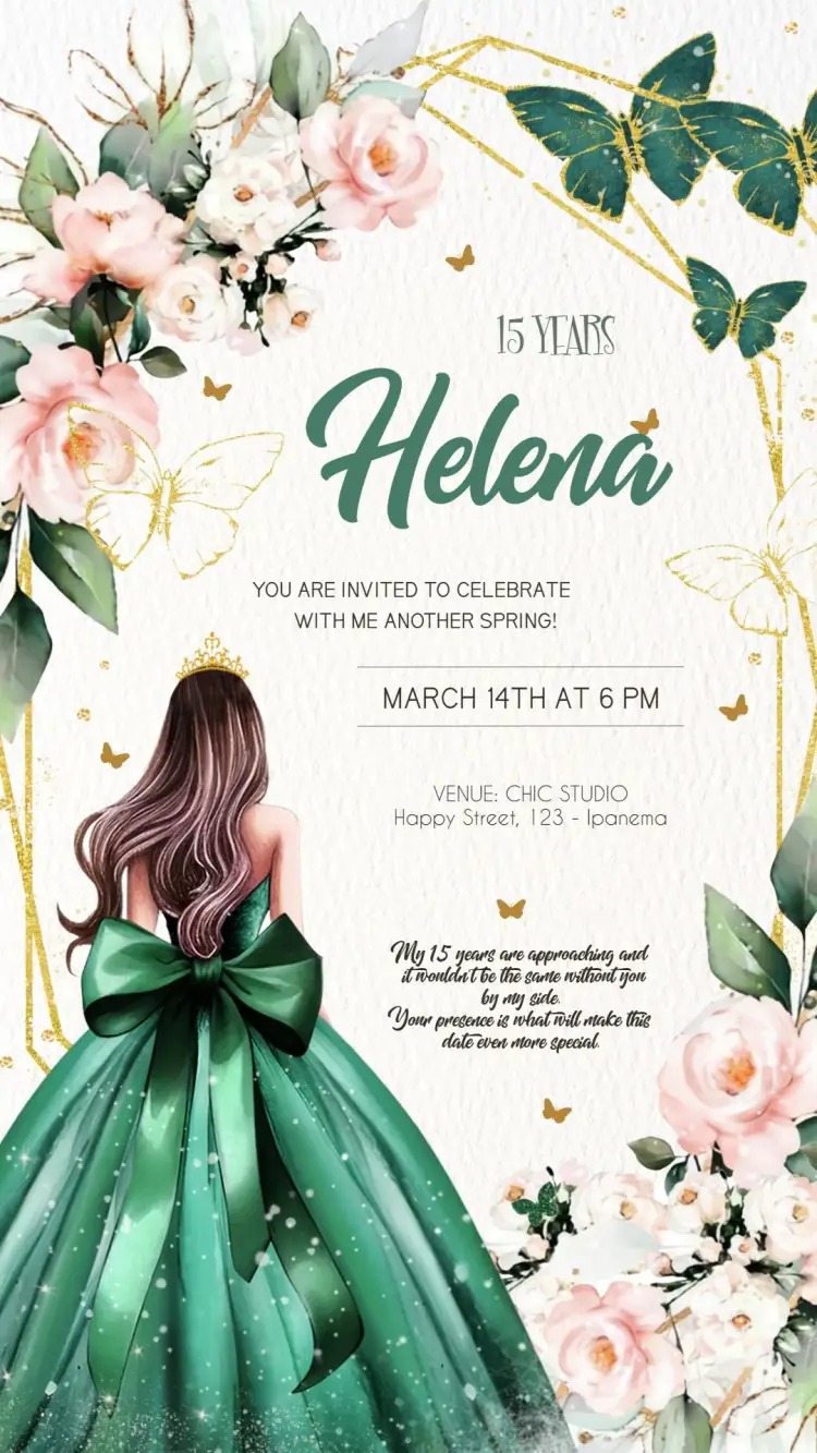 15th Birthday Debutante Princess Glitter invitation