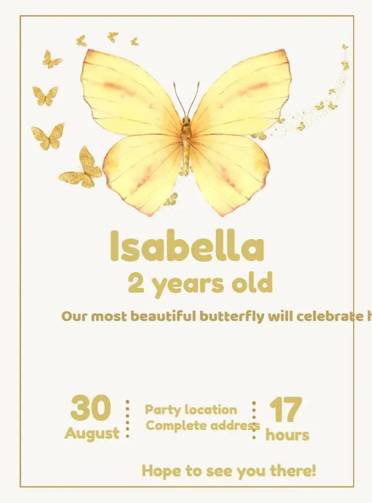 Yellow Enchanted Butterfly invitation