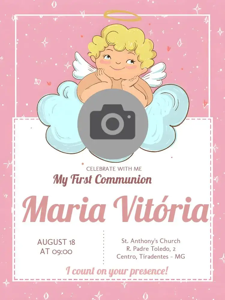 Invitation First Communion With Pink Photo – First Communion theme pink, delicate, religious, childish, modern, sustainable