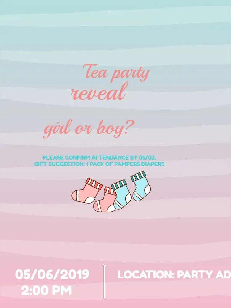 Baby Shower Gender Reveal Socks invitation