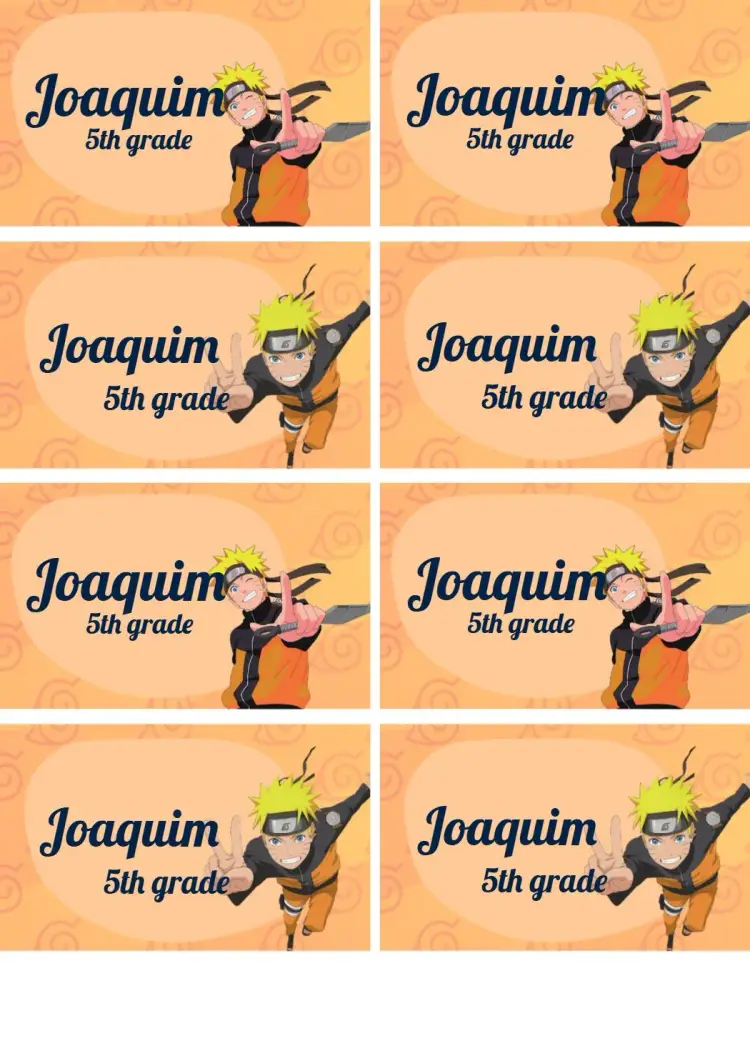 School Label Naruto Theme invitation