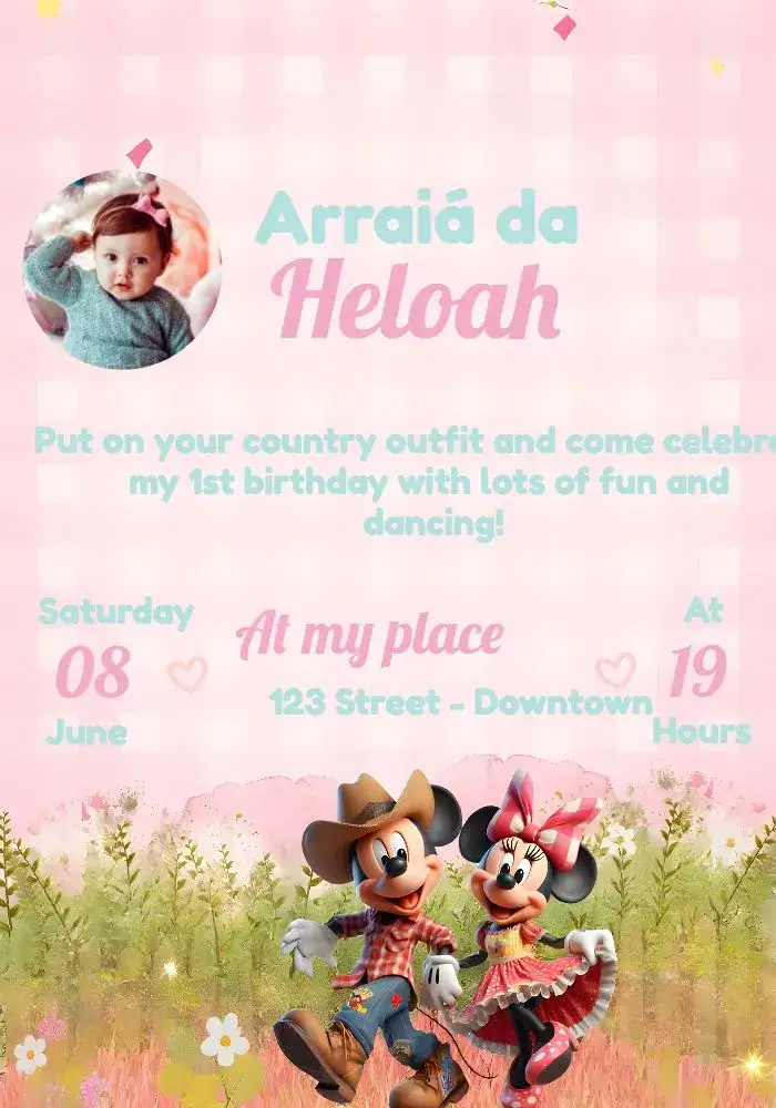 Invitation Arraial June Party With Hillbilly Photo – Commemorative Dates theme rustic, colorful, festive, traditional, vibrant
