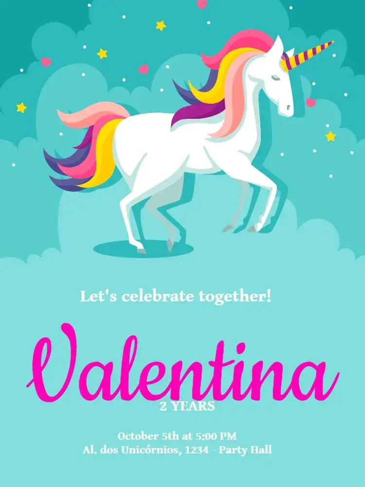 Invitation Party – Kids' Birthday Party theme colorful, fantasy-themed, childish, playful, modern