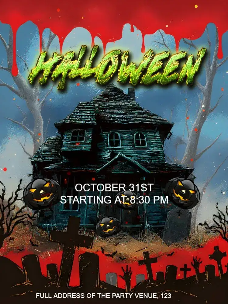 Invitation Hallooween Folklore – Commemorative Dates theme dark, fantasy, mysterious, vibrant, folklore, scary