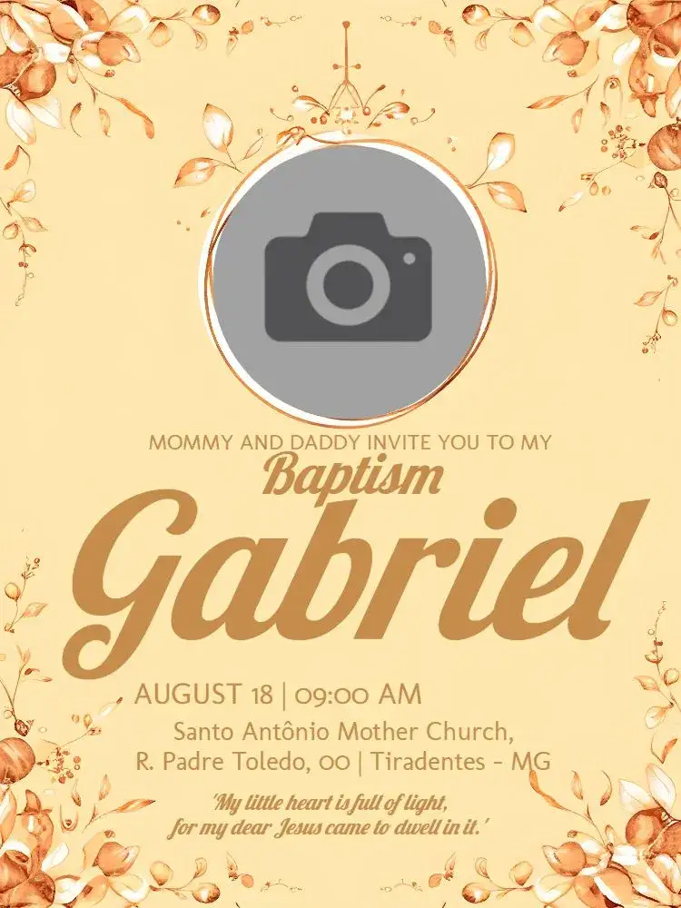 Invitation Golden Photo Baptism – Baptism theme golden, little angels, minimalist, elegant, religious